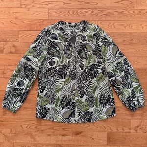 Olsen NWT size 36 Women's Cotton Viscose Leaf Print Tunic Shirt